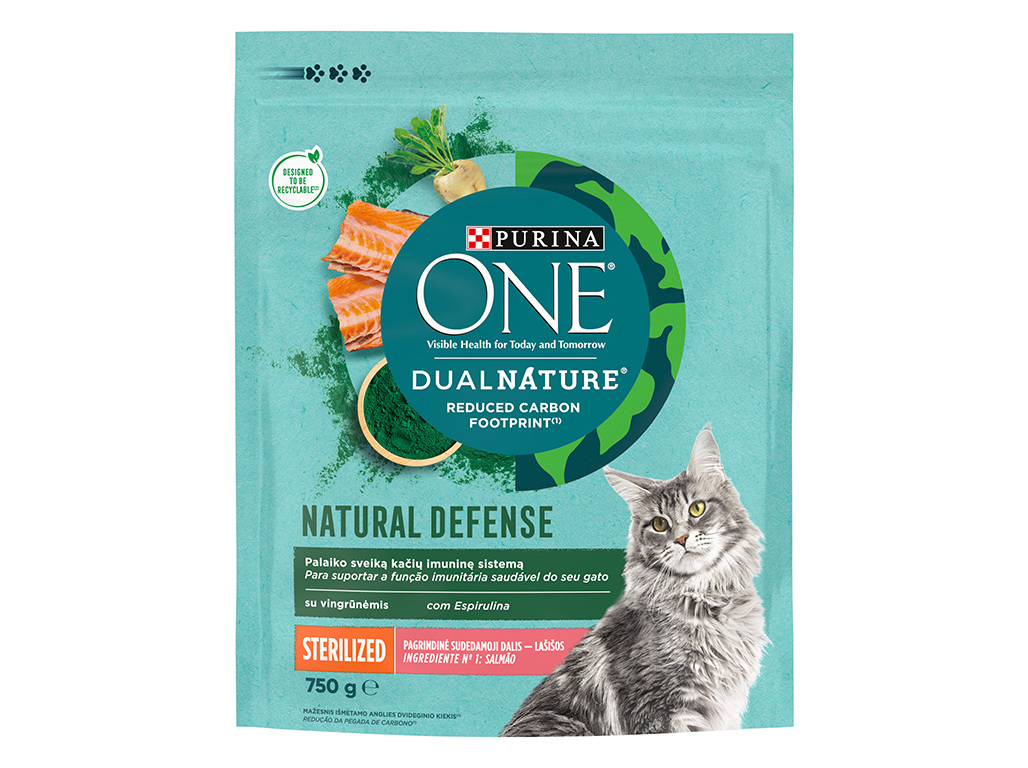 RAÇÃO PARA GATO PURINA ONE DUAL NATURE ESTERILIZADO SALMÃO 750G