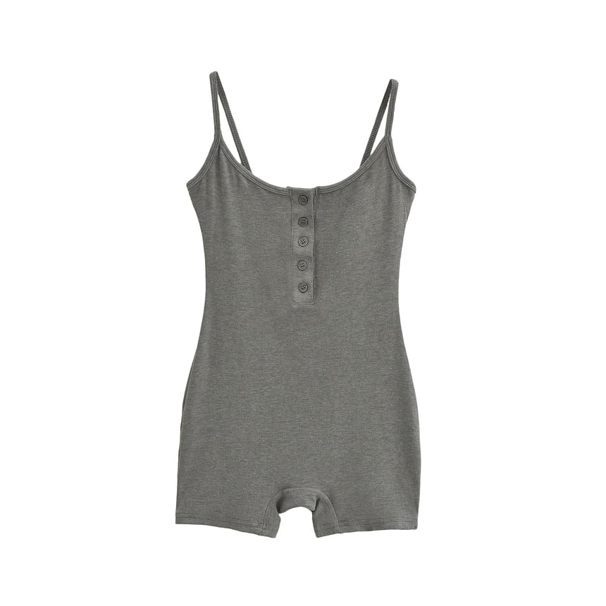Reknovine - Spaghettiband Henley Effen Romper