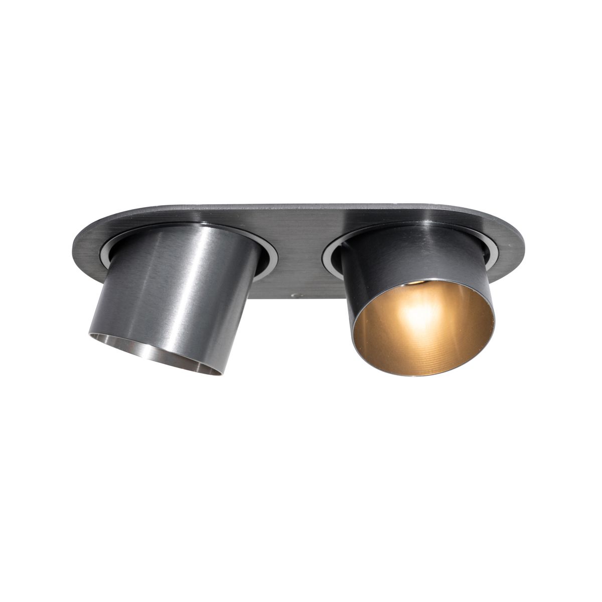 Afgeronde inbouwspot gunmetal GU10 50mm 2-lichts - Installa