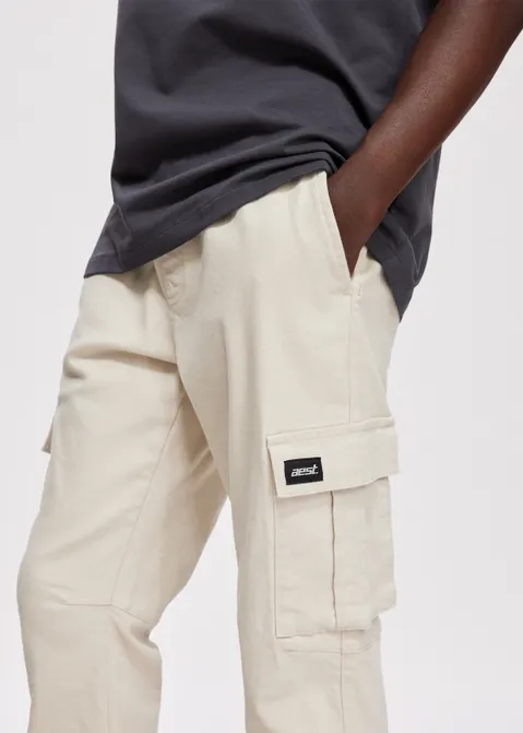 Twill cargobroek off-white (ECRU)