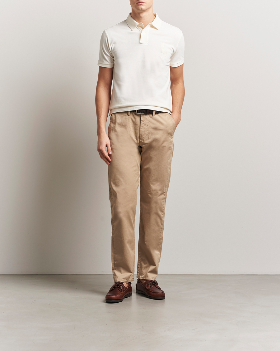 Polo Ralph Lauren Custom Slim Fit Mesh Polo Clubhouse Cream