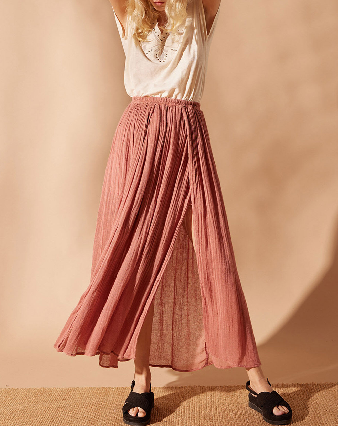 Louizon Jupe en Lin & Coton Yosaley rose