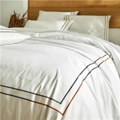Linge de lit percale broderie bicolore - BECQUET CRÉATION