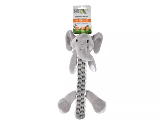 Jouet peluche Eléphant avec corde sonore pour chien 