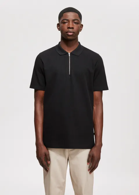 Polo met rits zwart (ZWART)