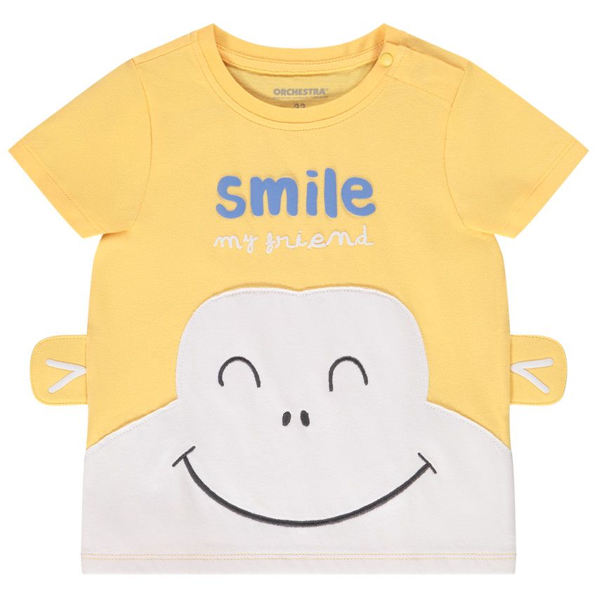 T-shirt manches courtes en jersey avec patch effet 3D ludique pour bébé garçon - Jaune
