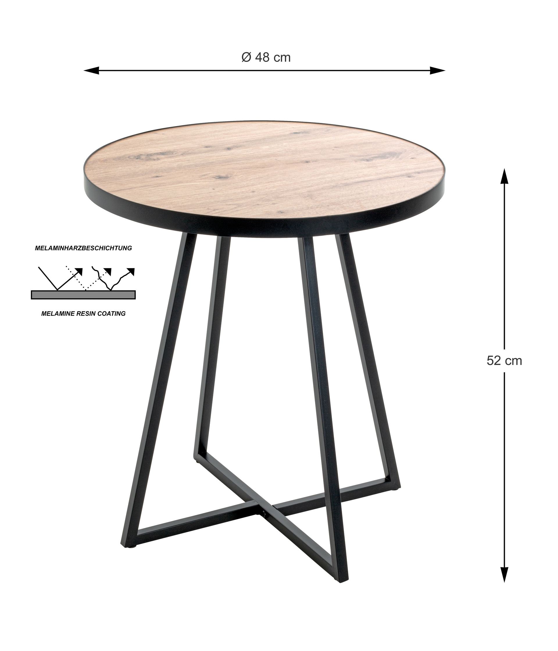 Beistelltisch 48 x 48 cm braun/schwarz