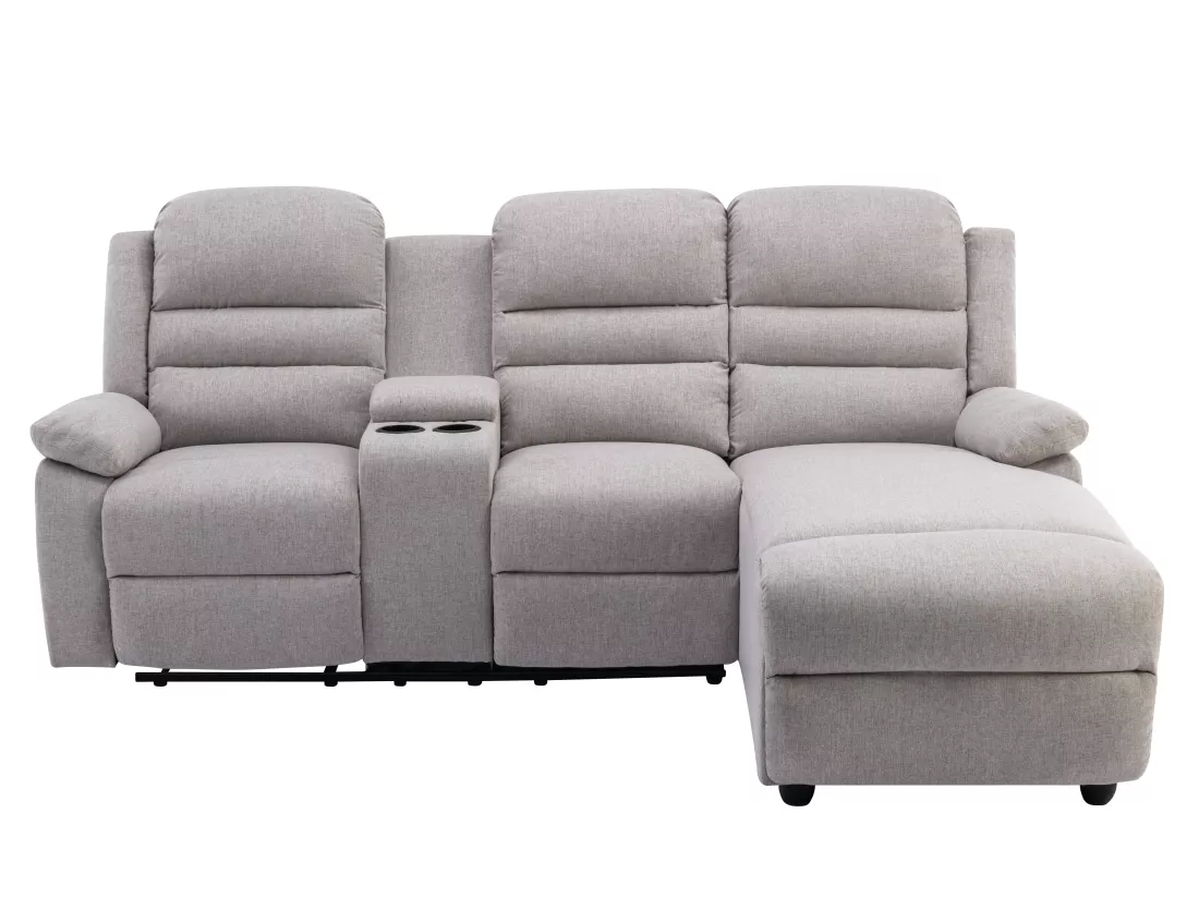 Canapé d'angle droit relax en tissu beige MACEDONIA