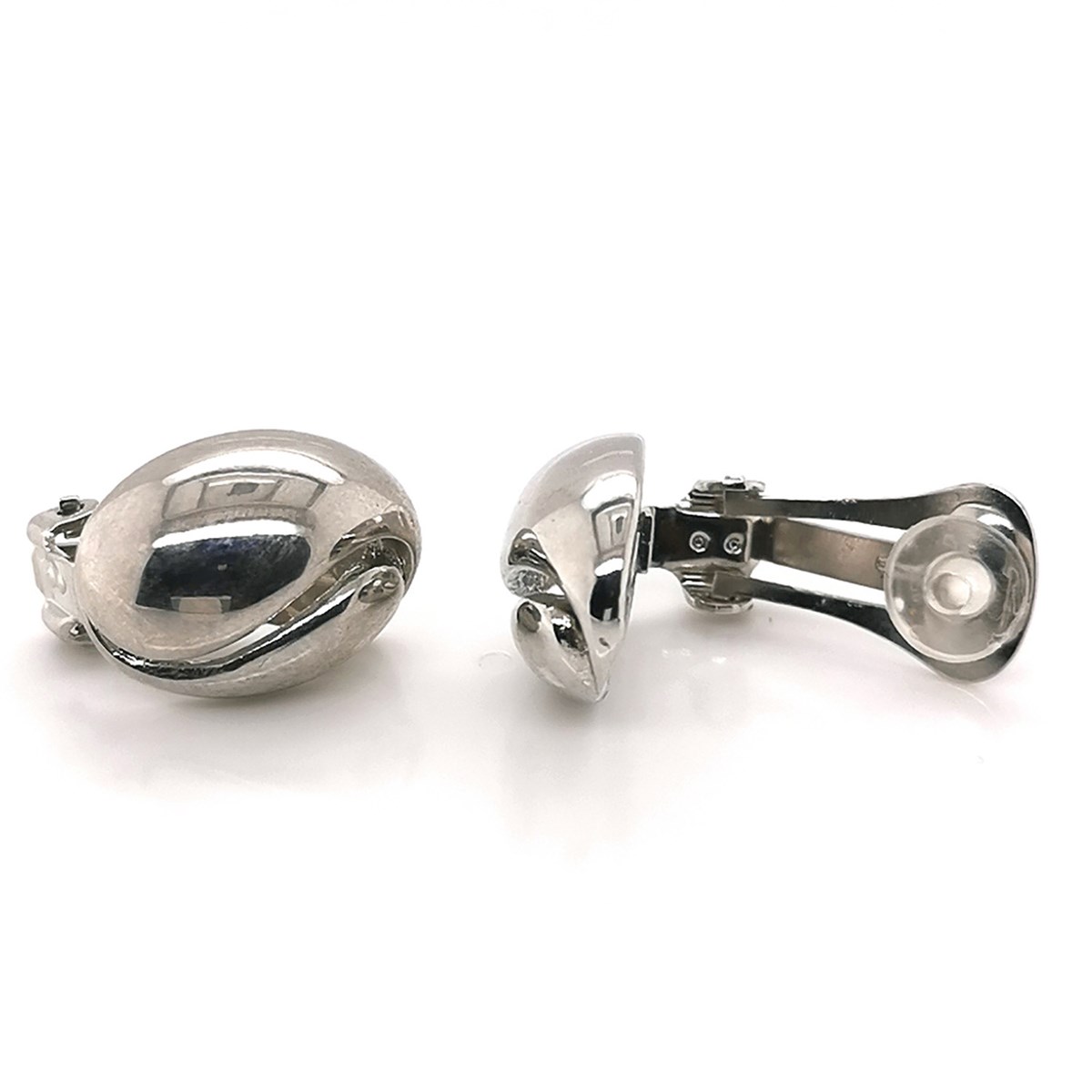Boucles d'oreilles clip motif grain de café argenté