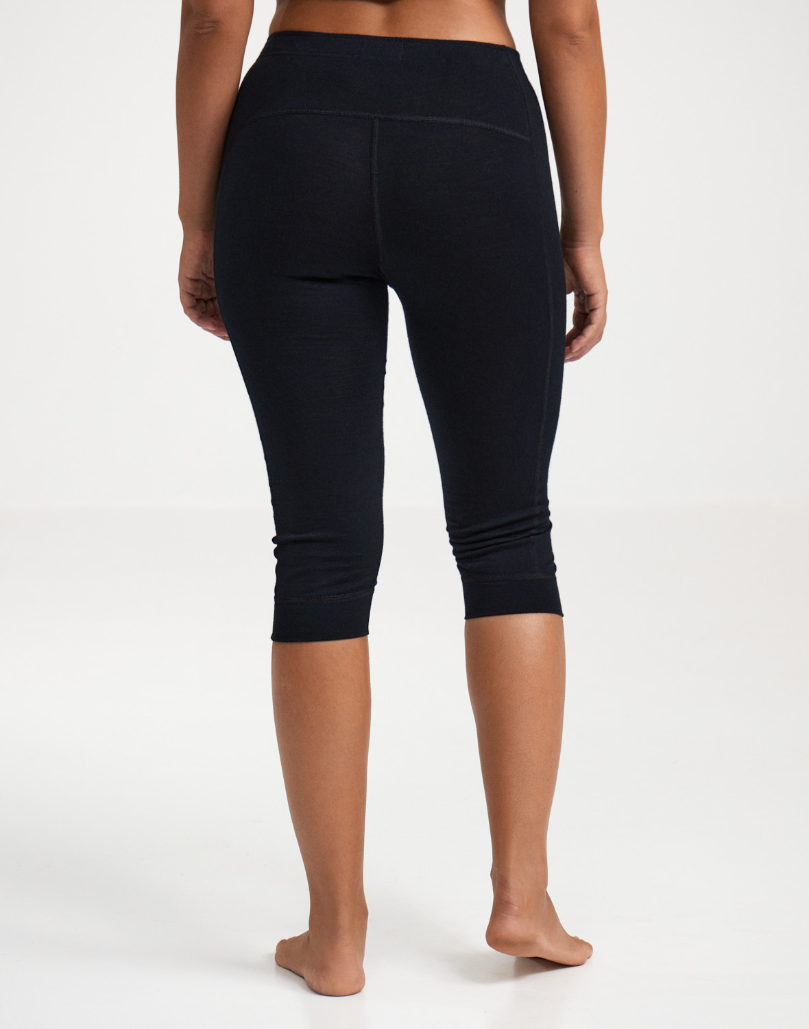 3/4 legging van merinowol voor dames in Zwart