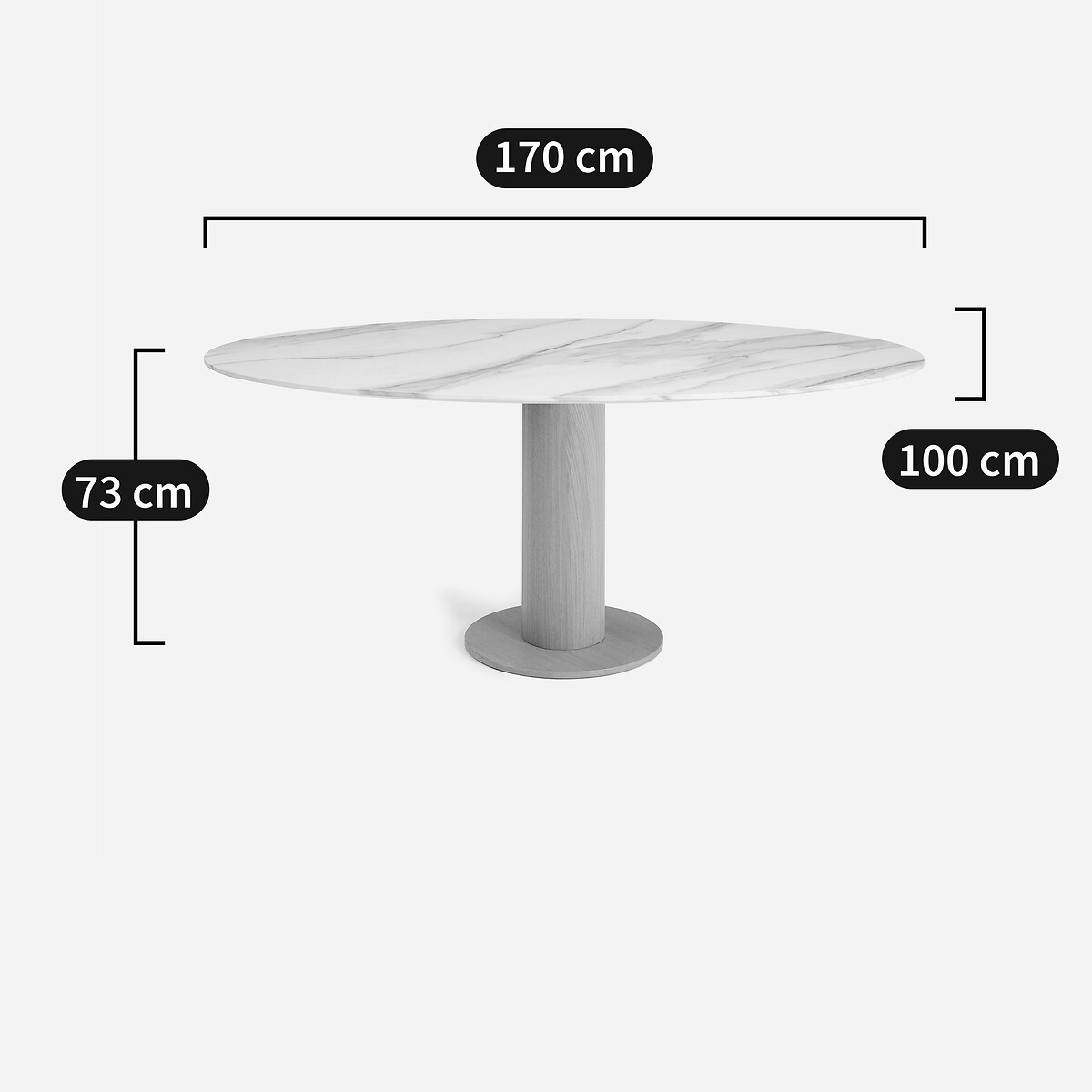 AM.PM<br>Tampo de mesa elíptico de cerâmica L170 cm, Elipso