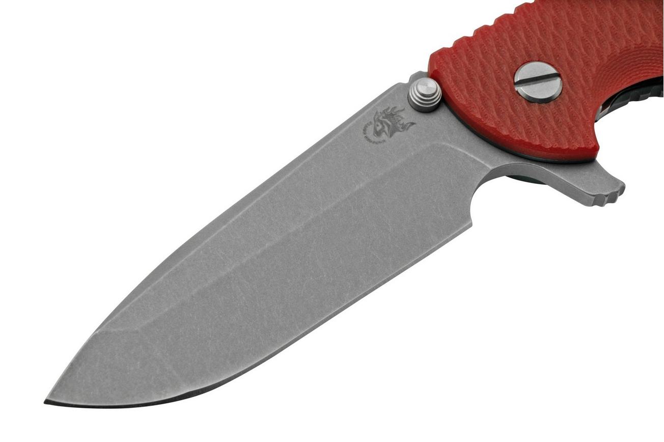 Rick Hinderer XM-24 4.0, S45VN, Spanto Battle Blue, Red G10, zakmes