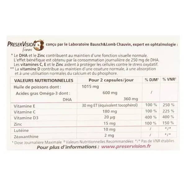 Bausch & Lomb Preservation 3 Mulher 60 cápsulas