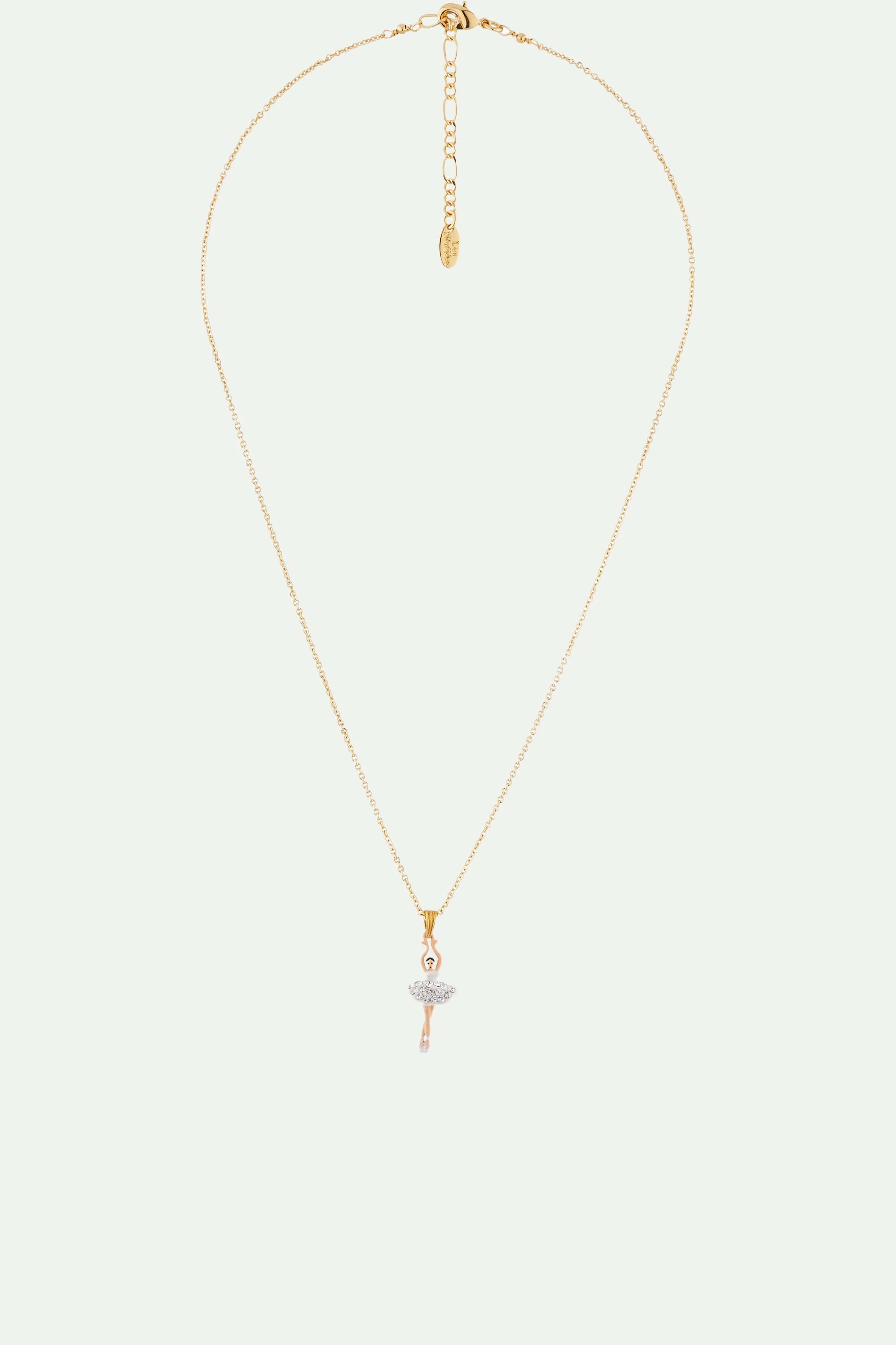 Collier pendentif mini ballerineen strass | Blanc