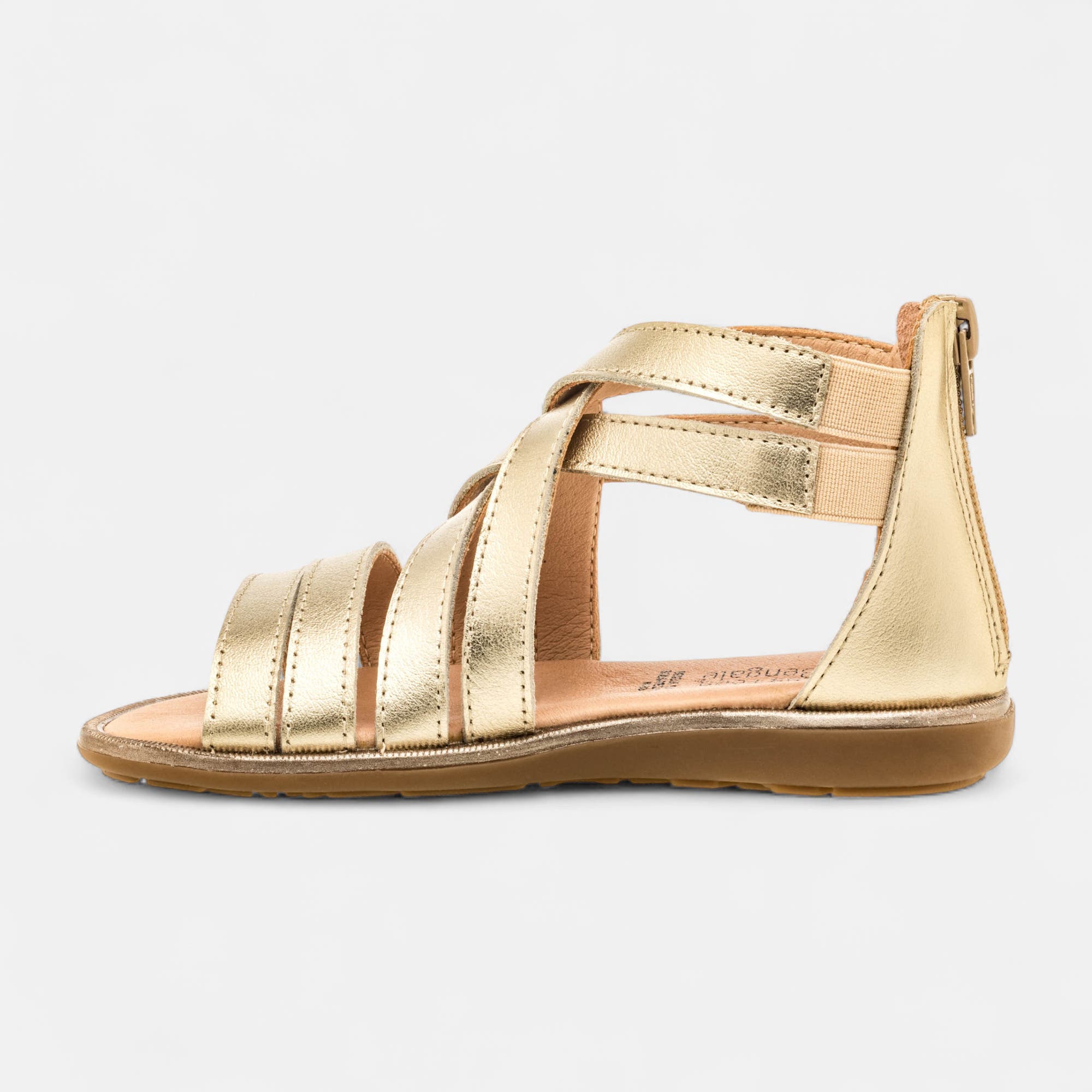 Nu-pieds Fille en cuir or