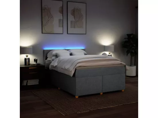 Sommier à lattes de lit avec matelas Gris clair 160x200cm Tissu