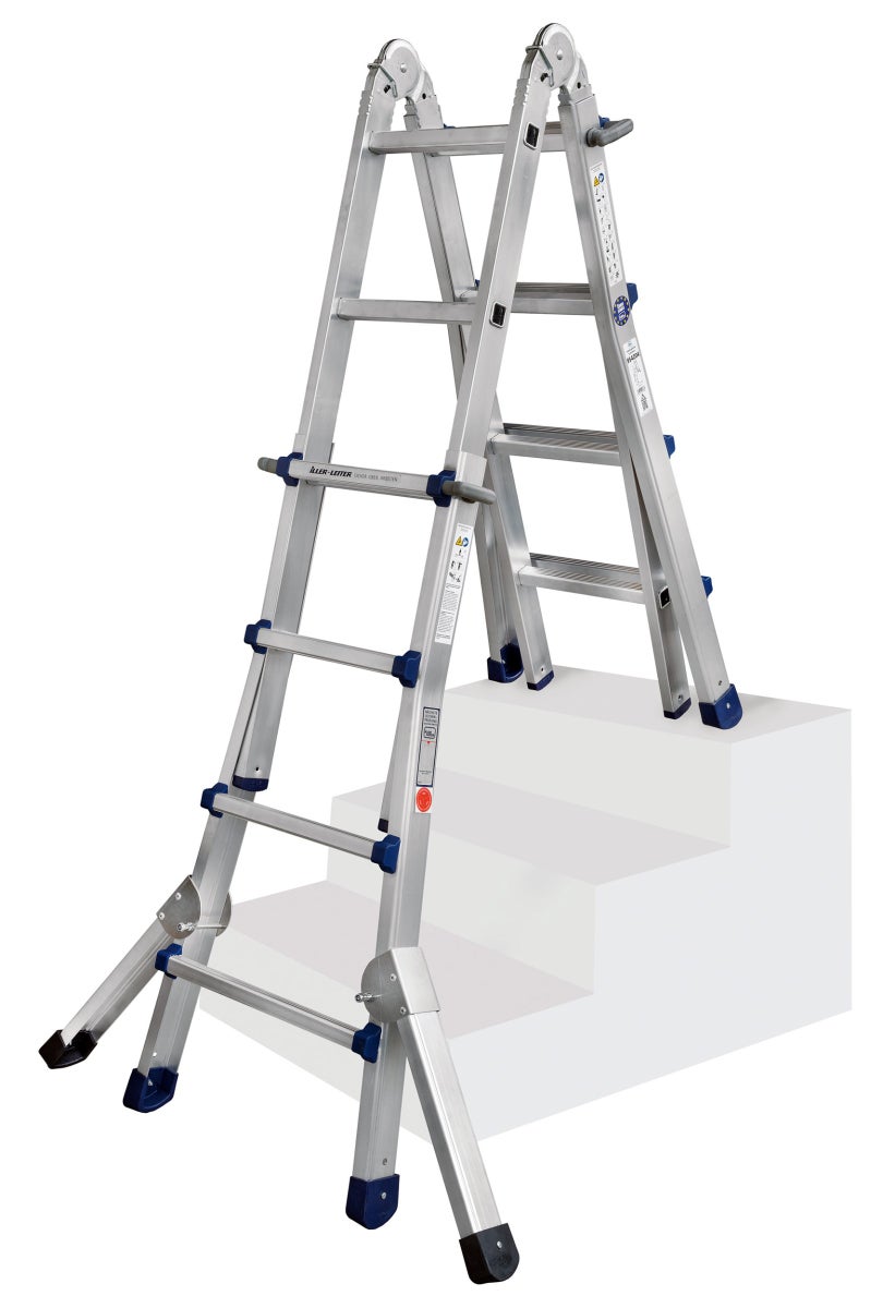 Iller Eurostars telescopische ladder met driehoekige steunen, 4x5 sporten