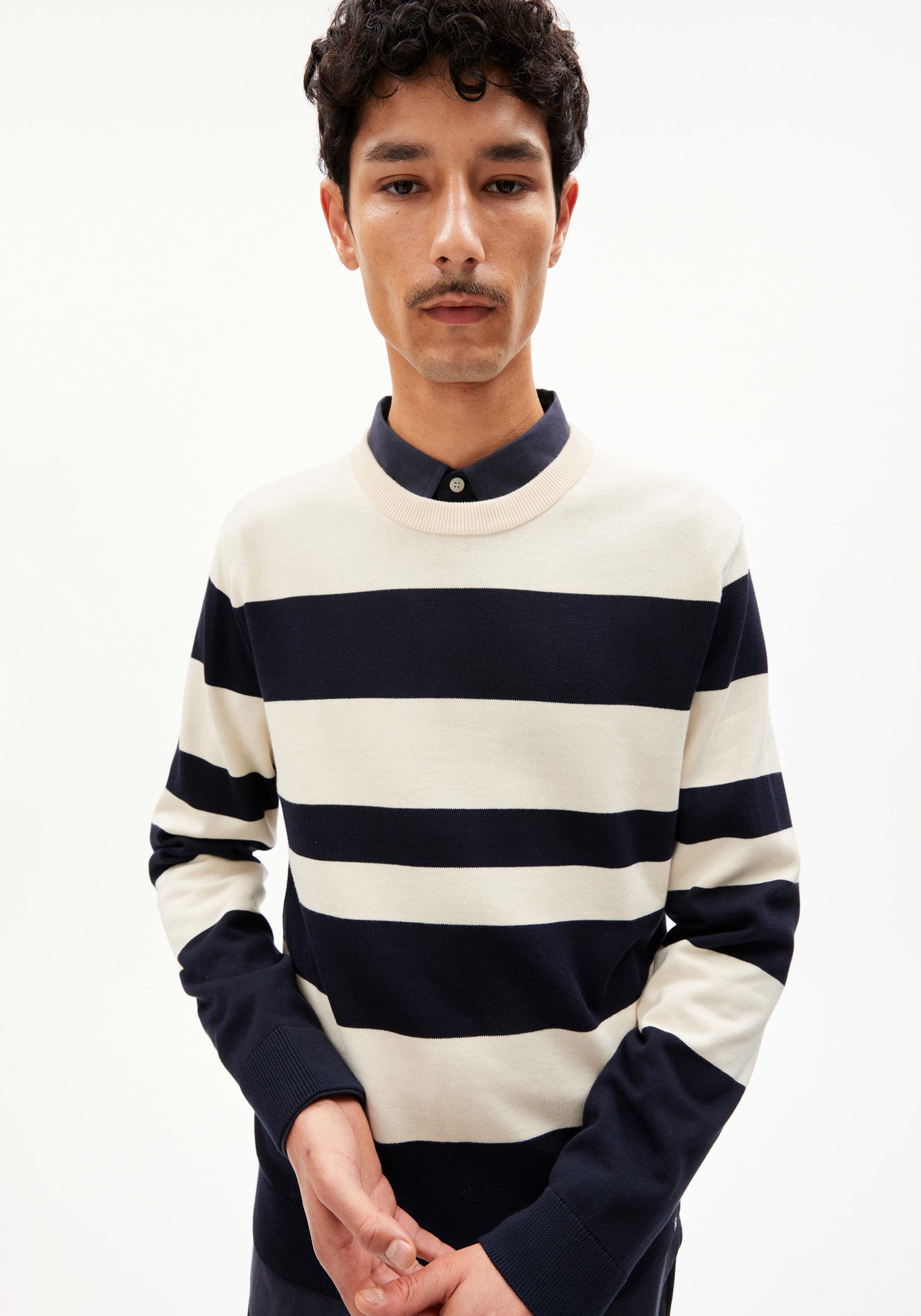 Armedangels Strickpullover Graado Night Sky-Oatmilk