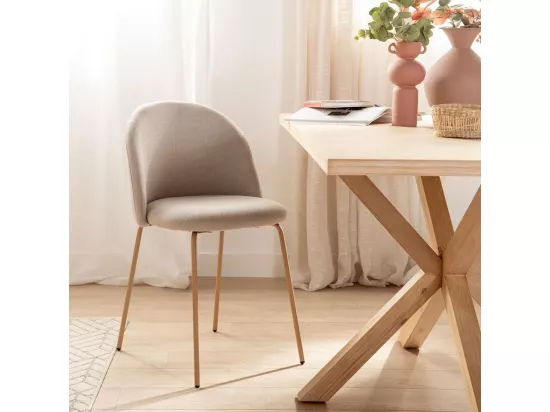 Chaise de salle à manger en tissu beige 49x81 cm-Olivia