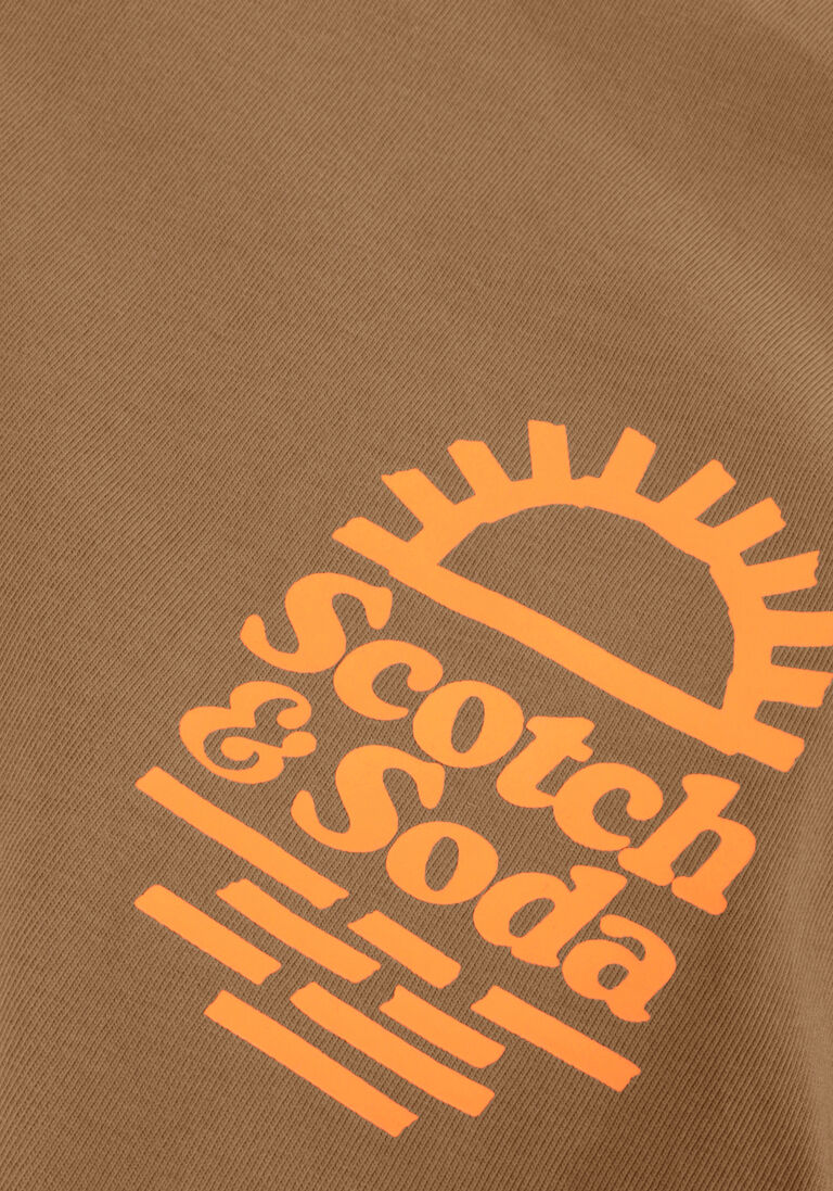 SCOTCH & SODA khaki scotch & soda t-shirt left chest artwork t-shirt