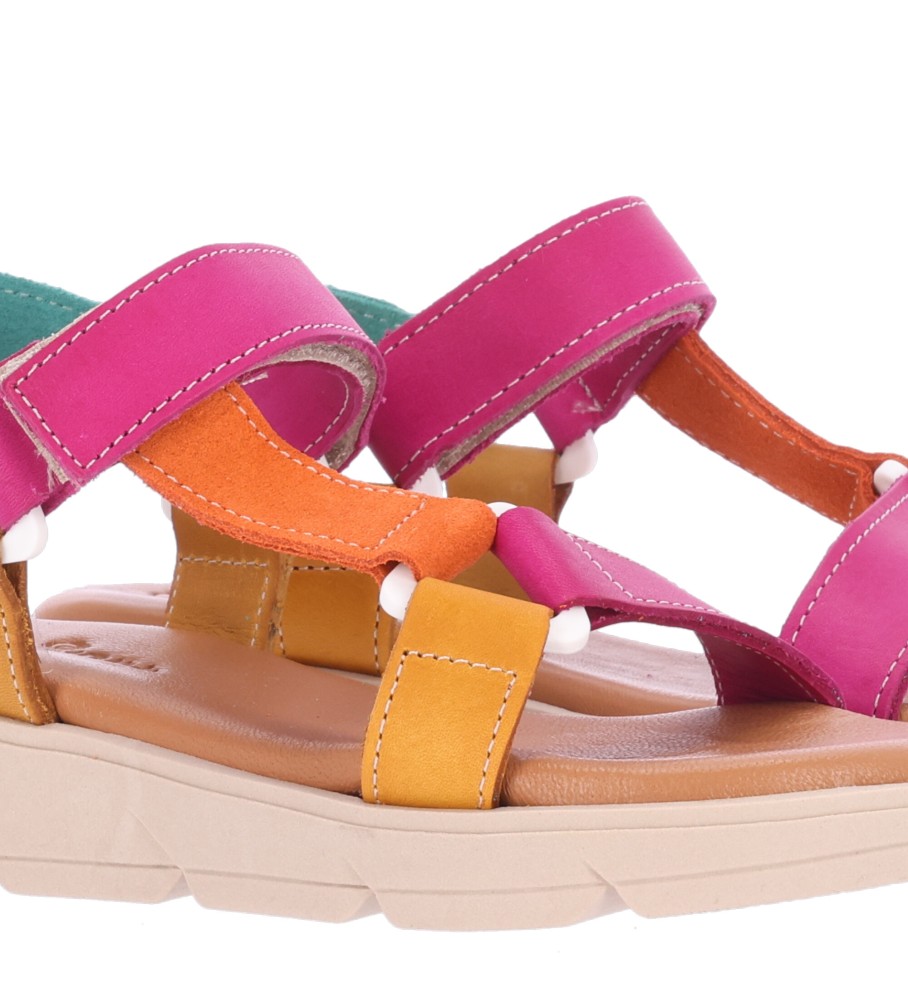 Sandálias infantis Chika10 Sole 05 em couro multicolorido