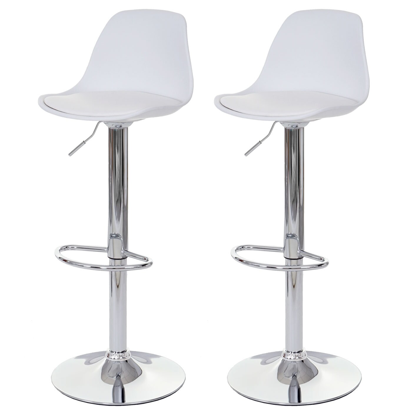 2er-Set Barhocker MCW-B14, Tresenhocker Barstuhl Drehhocker, Kunstleder ~ weiß