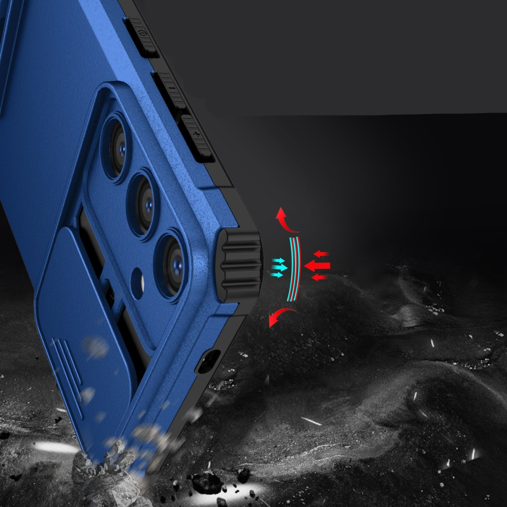 Samsung Galaxy S24 Hybrid Outdoor Hardcase Hülle mit Cam-Slider   Kickstand - Blau (Matt)