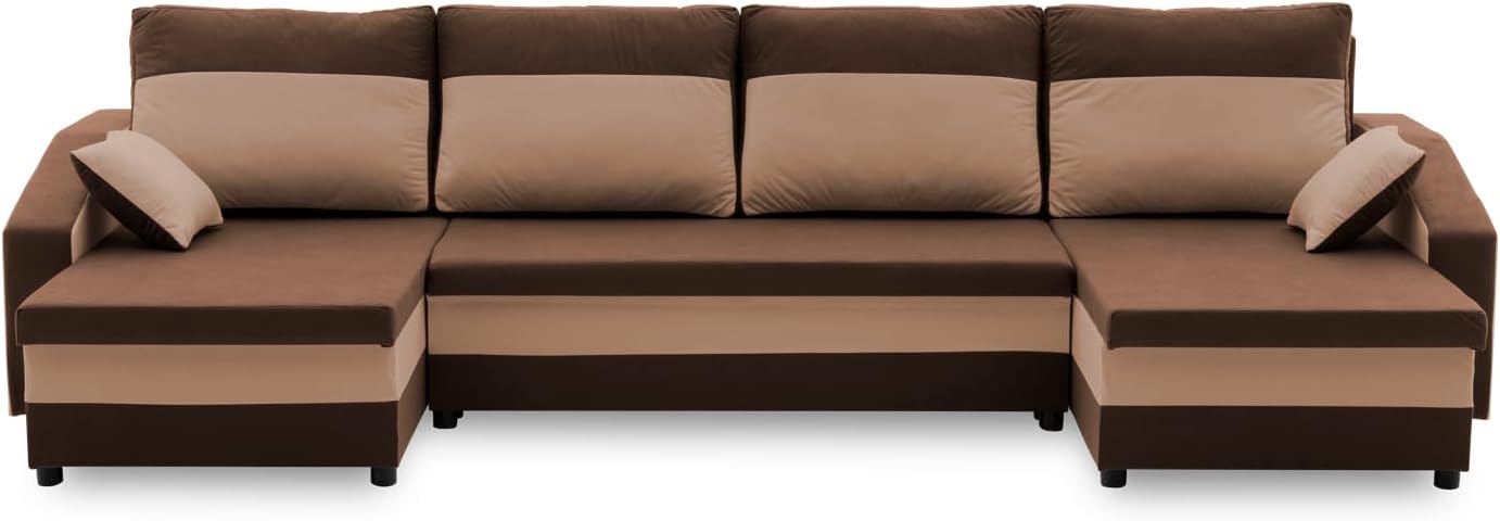 Mebligo ECKSOFA U MIT SCHLAFFUNKTION Sparta Braun