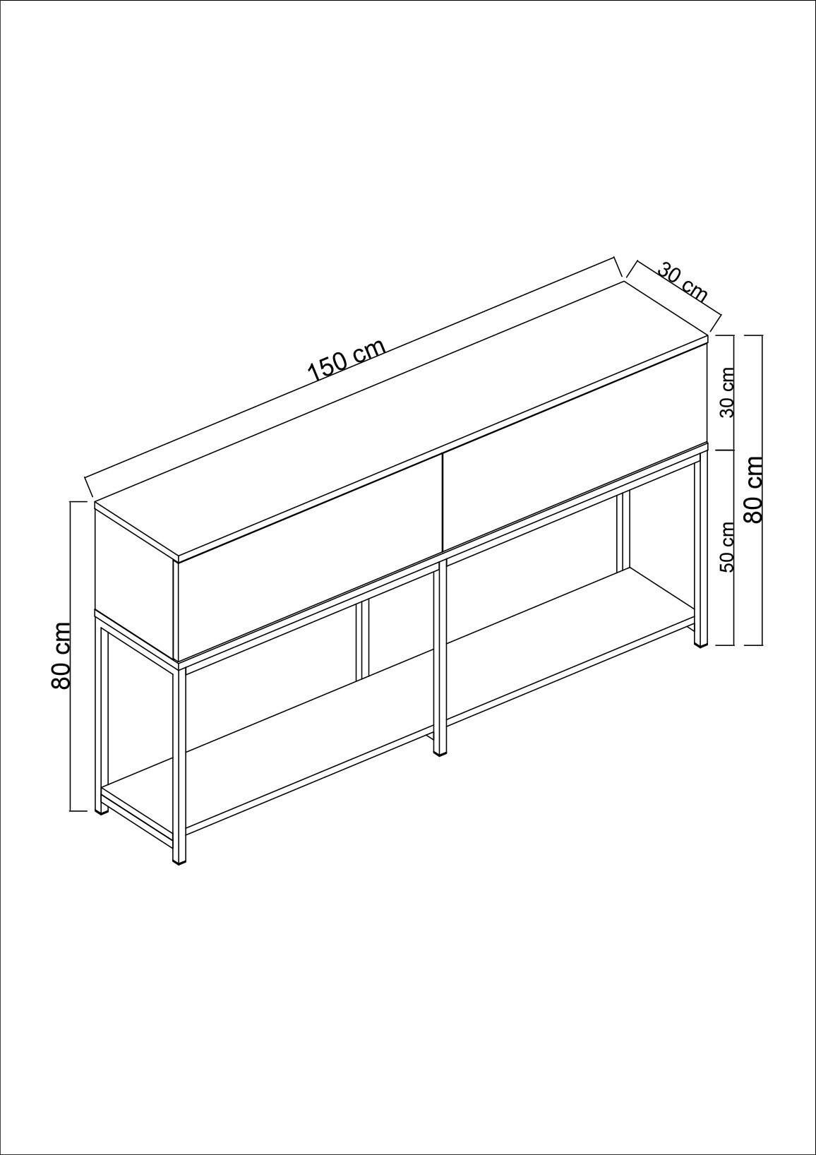 Homtex Konsole Schwarz, Melaminbeschichtet/Metall, Elegant und vielseitig