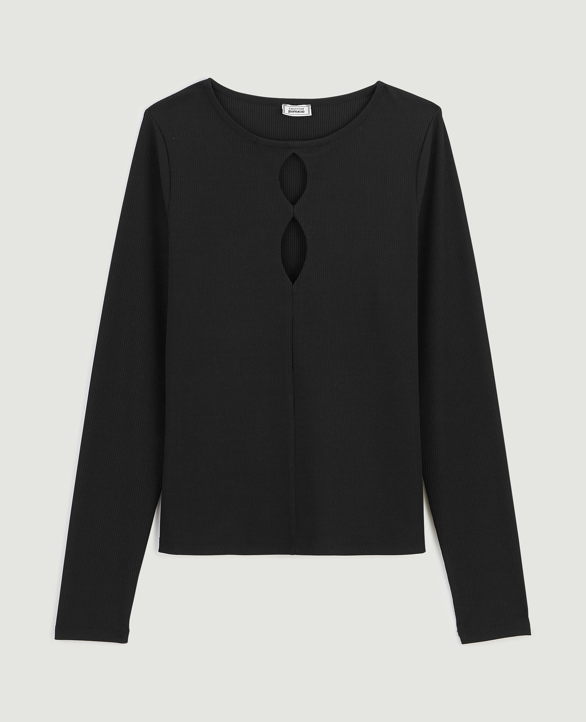 Top maille côtelée avec découpes - Noir