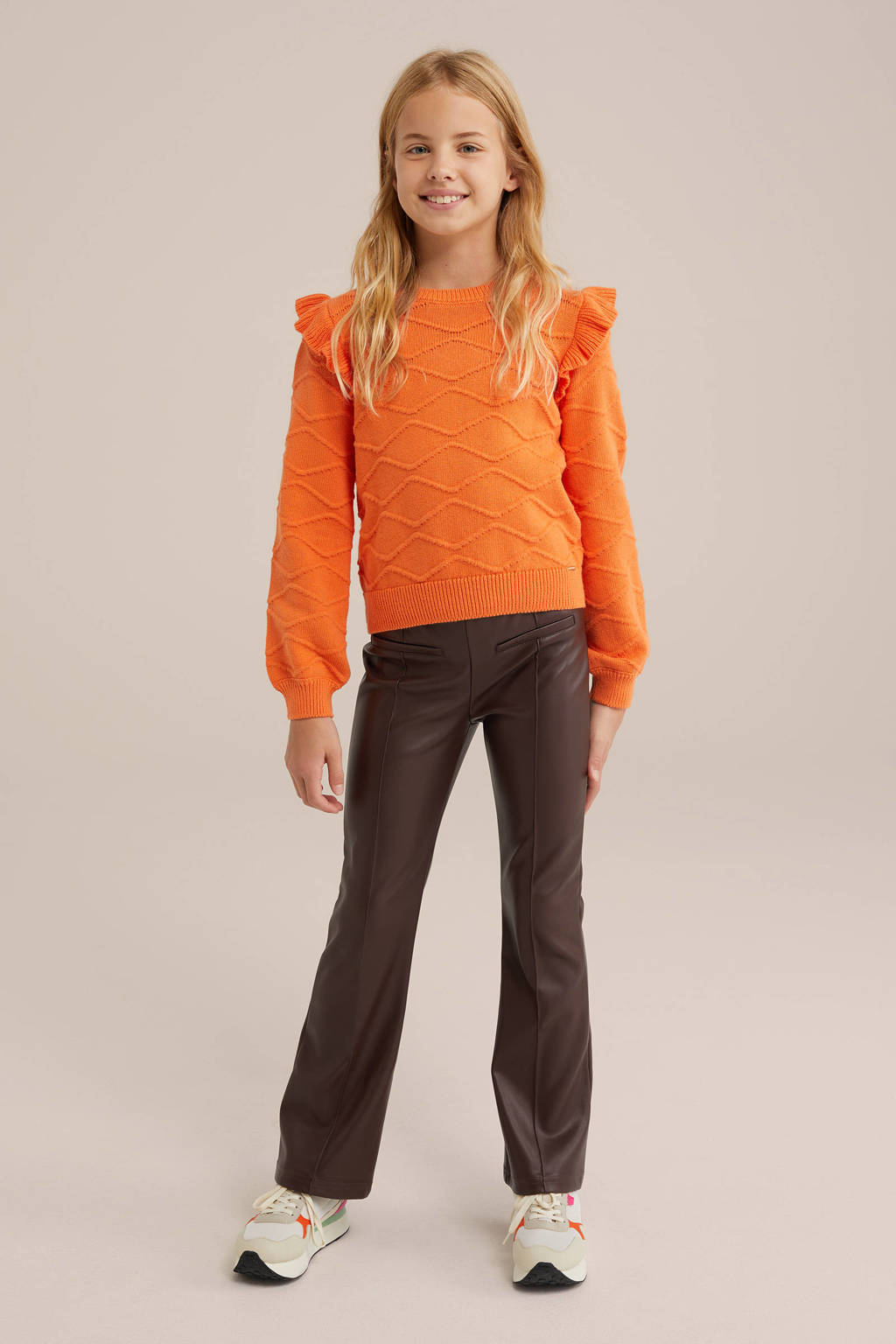 WE Fashion gebreide trui oranje