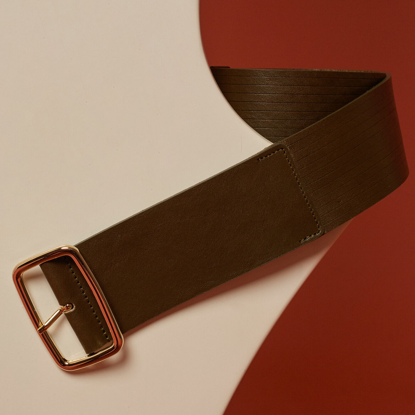 Chloé Stora Ceinture large en Cuir Zazie kaki