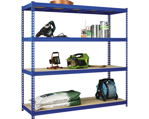 Robuuste stellingkast Robus 400 blauw 180x180x60 cm 4 houten planken draagvermogen 1600 kg