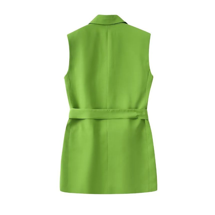 Avauntgardo - Effen dubbelrijs vest / Hoge taille wijde broek