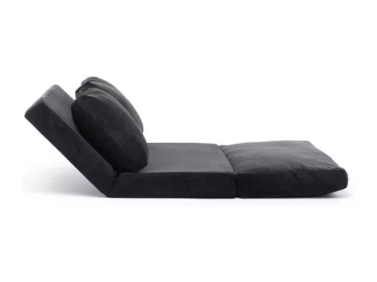Fauteuil convertible multipositions velours Talya-Couleur Noir-2 places