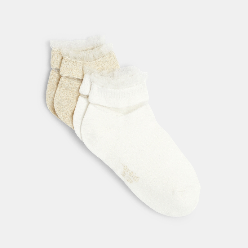 Chaussettes irisées à volant (lot de 2) blanches fille