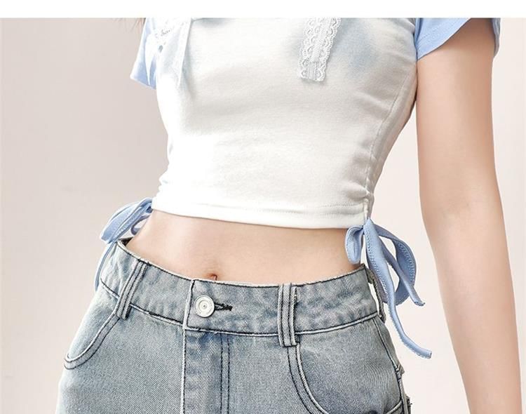 Bay Go Mall - Set: High Waist Heart Accent Wide Leg Cargo Jeans + Riem
