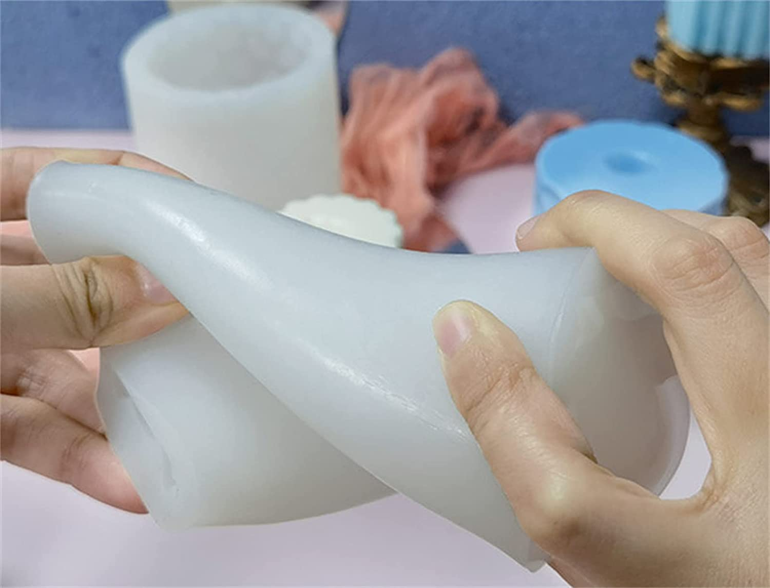 (Ø50mm) Silikon Zylinder Form DIY Wachs Kerzen Giessen - Spiral