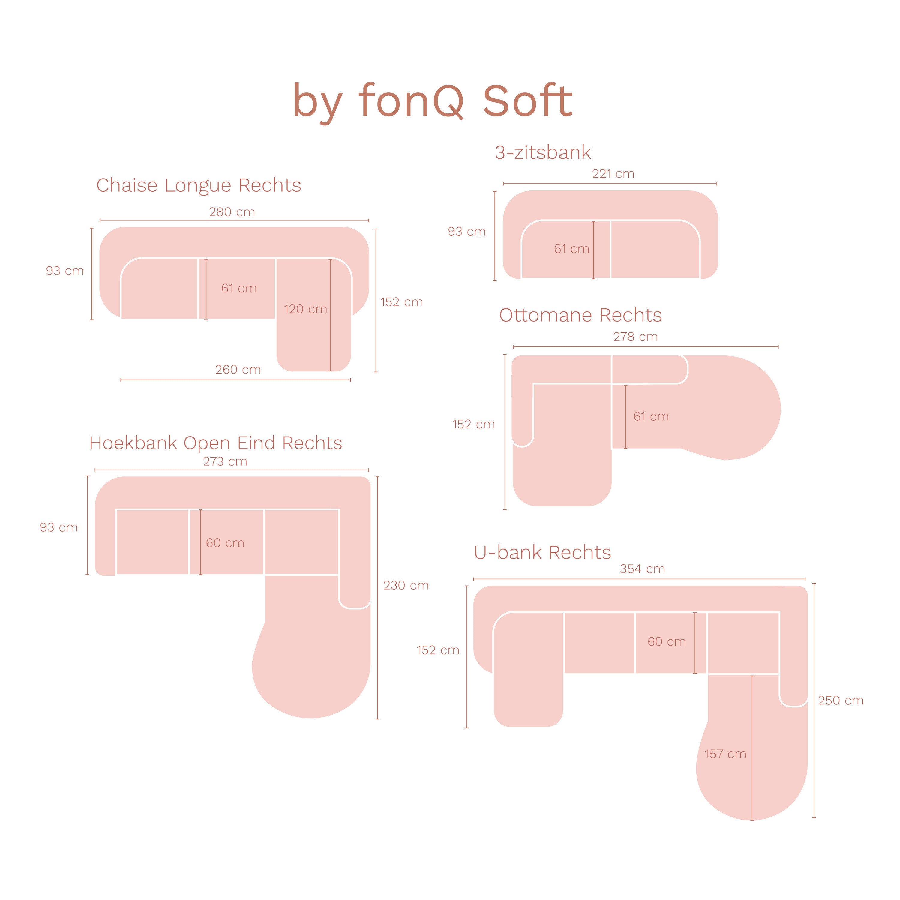 by fonQ Soft U-bank Rechts - Micro Chenille - Oud Roze