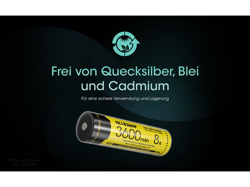 Nitecore Akku NL1836HP Li-Ion Typ 18650 3600 mAh, 1 Stück Akku