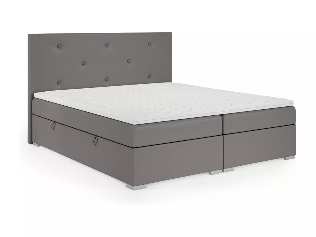 Lit Boxspring avec tiroirs de lit, Coffre de lit Topper Atlanta 180x200 cm, Soft 29 (Gris)