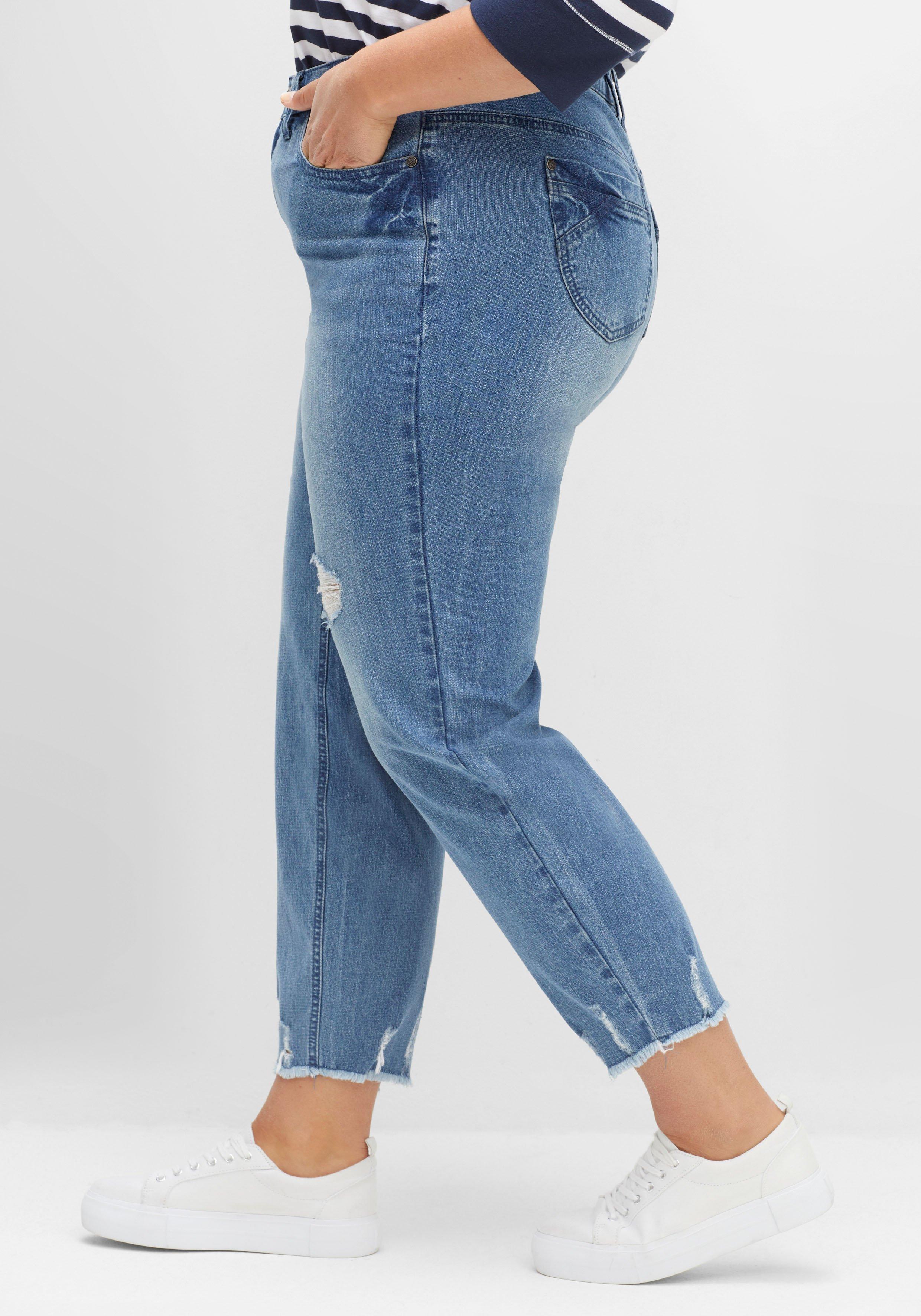 Schmale 7/8-Jeans mit Destroyed-Effekten