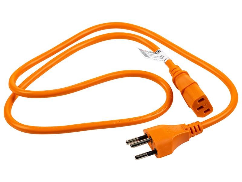 FURBER.power Netzkabel C13-T12 1.0 m Orange Kaltgerätekabel H05 VV-F 3G0.75