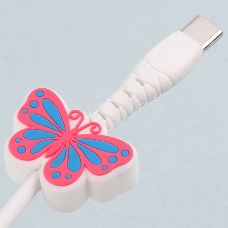 Universal Kabel Bruchschutz / Halter / Kabelbeisser Schmetterling - Pink / Blau