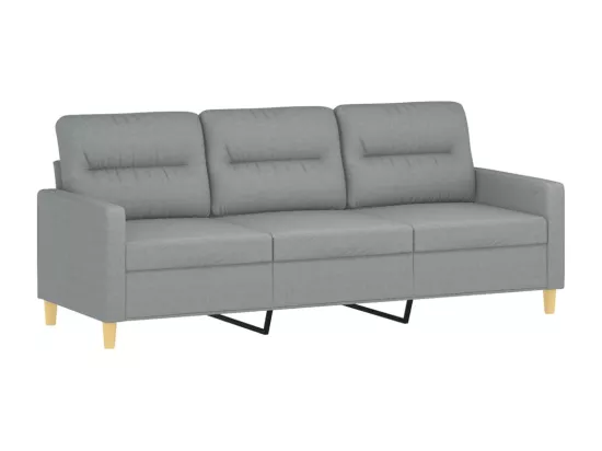 Canapé 3 places avec oreillers gris clair 180 cm tissu
