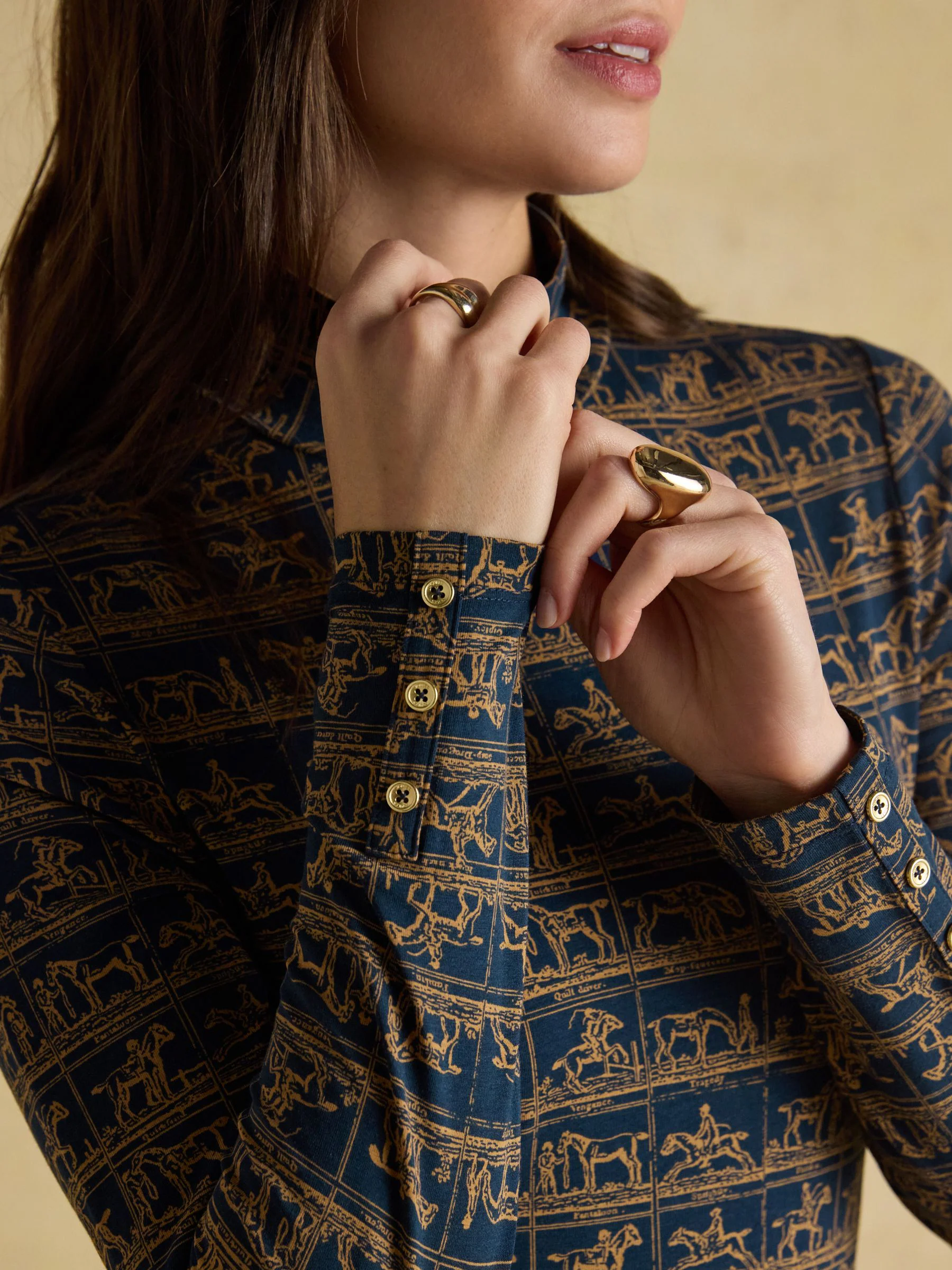 Joules - Hoogsluitende jersey top met lange mouwen