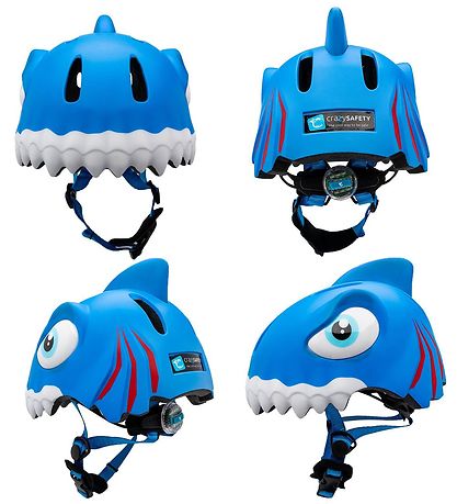 Crazy Safety Fahrradhelm m. Hell - Shark - Blau