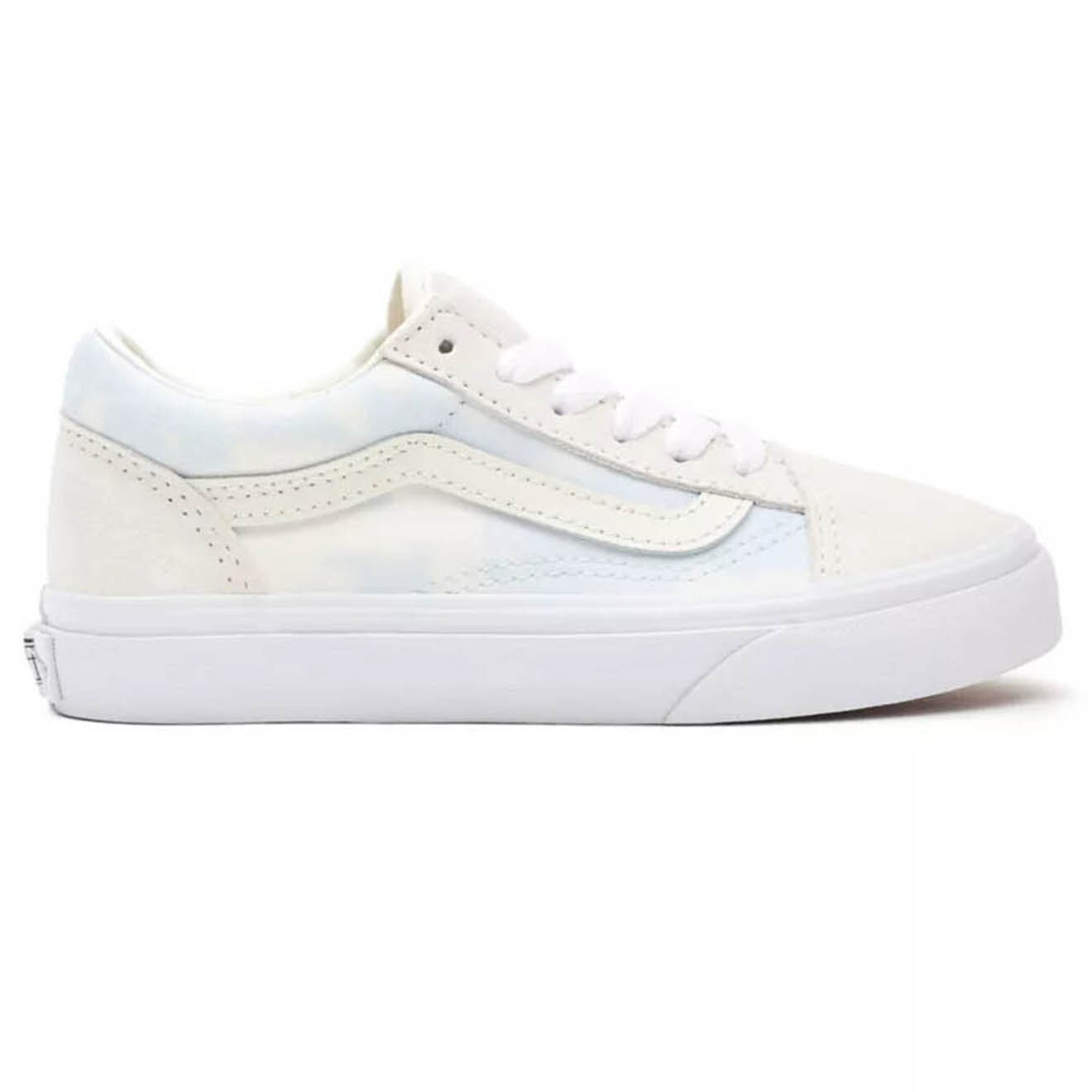 Vans Sneakers en Velours de Cuir & Toile Bleach Wash Old Skool crème/bleu ciel