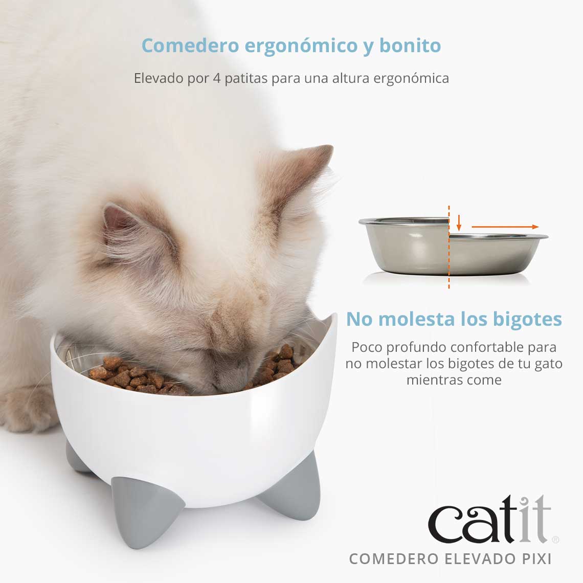 Comedouro Elevado Catit Pixi para Gatos, 200 ml