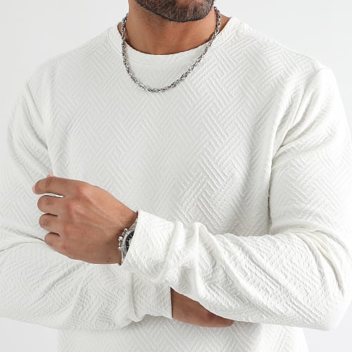 Sweat Crewneck Texturé Maze 3022 Blanc